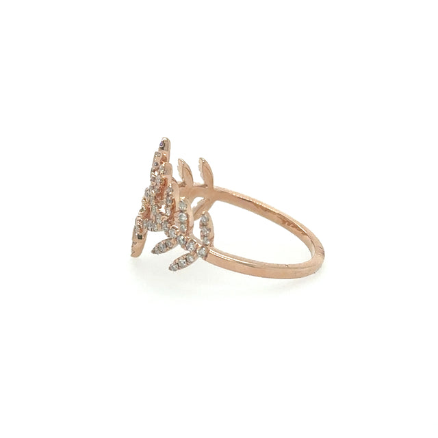 Anillo Pluma De Oro Rosa De 14 Quilates Con Diamantes 0.35 Ct.