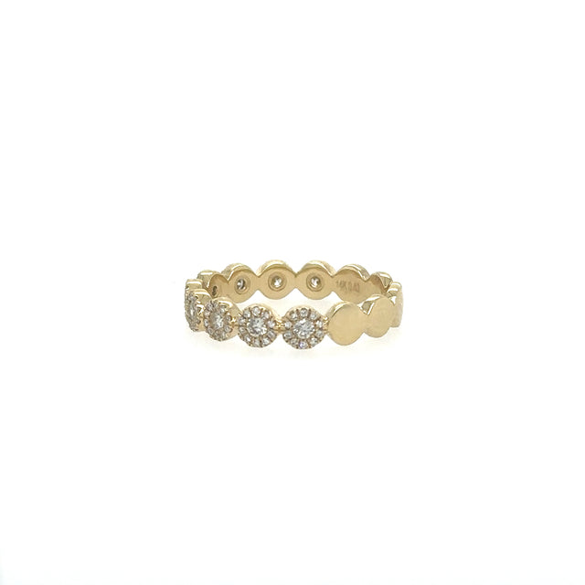 Media Banda Redonda De Diamantes De Oro Amarillo De 14 Kt 0.41 Ct.