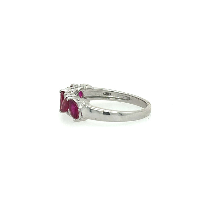Anillo de Diamantes & Esmeralda en Oro Blanco de 18K 1.16ct