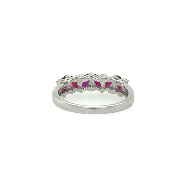 Anillo de Diamantes & Esmeralda en Oro Blanco de 18K 1.16ct