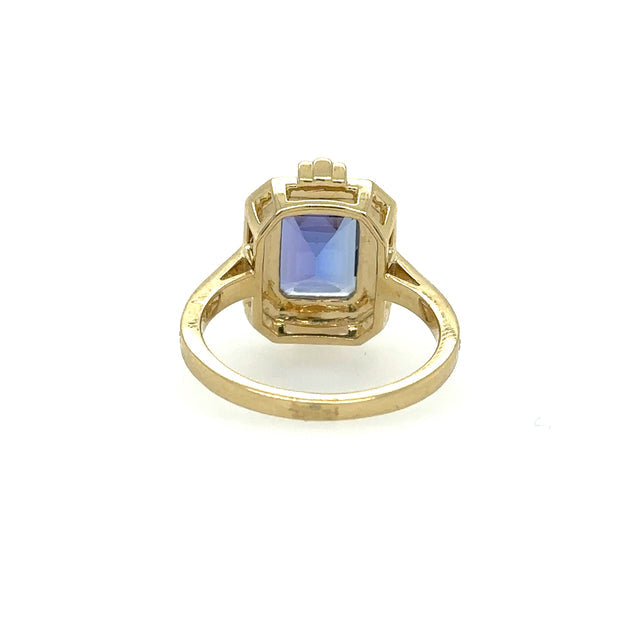 Anillo Tanzanita De Oro Amarillo Con Diamantes 3.28 Ct.