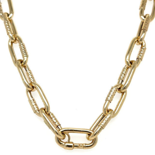 Collar De Paperclip De Oro Amarillo De 14Kt 17.40 G
