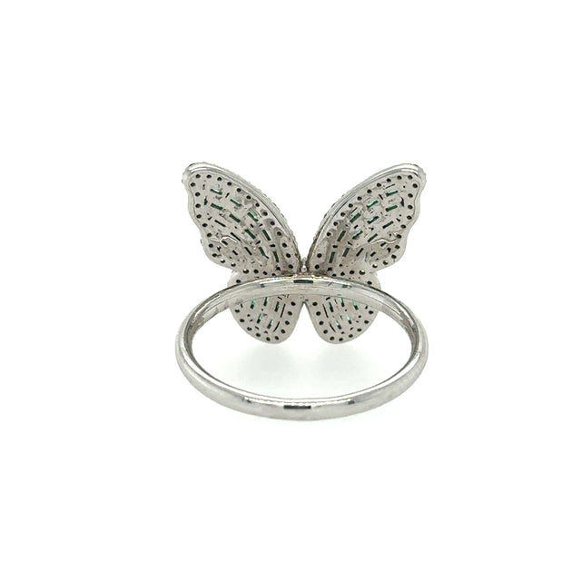 Anillo de Diamantes & Esmeralda en Oro Blanco de 14K 1.04ct