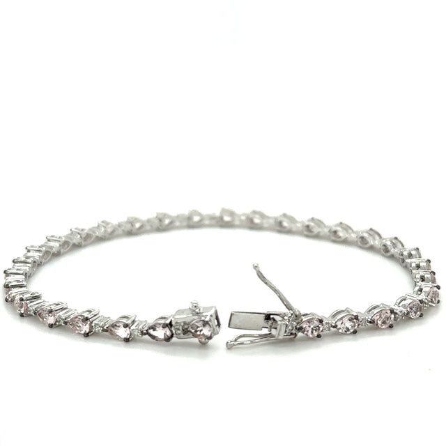 Pulsera De Oro Blanco De 18 Quilates Con Morganita Y Diamantes 4.63 Ct.