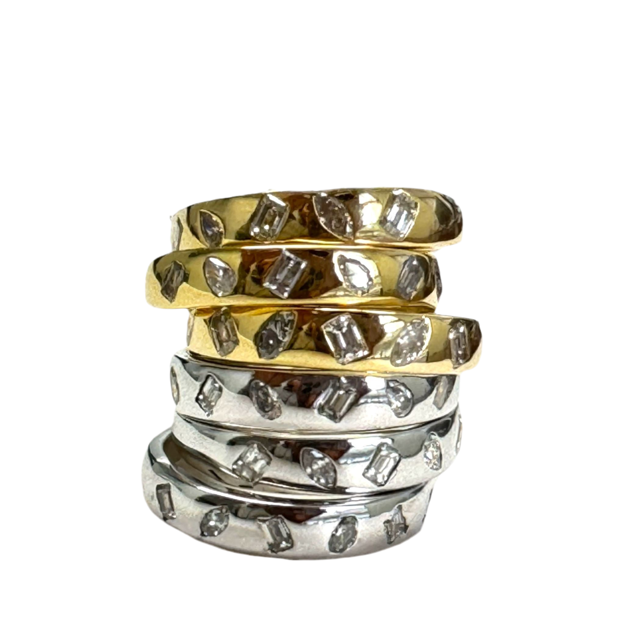 Anillo multi shape diamante oro 14k