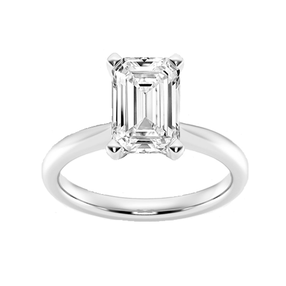 Anillo Solitaire De Esmeralda Y Diamante En Oro Blanco De 14K .46Ct