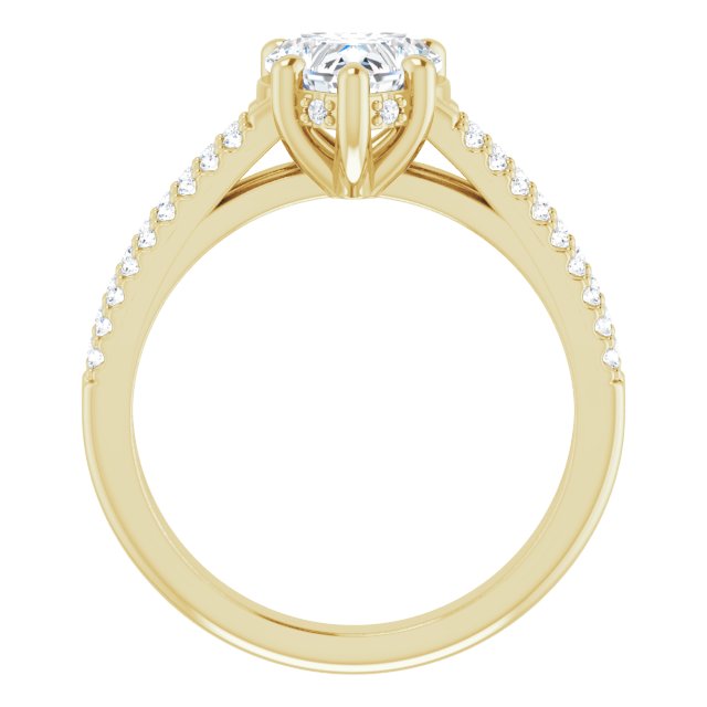 Anillo de compromiso con Diamante de Laboratorio Corazón 1 CT. de Doble Fila en Oro Amarillo 14K IGI