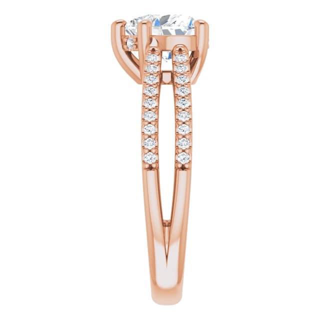 1 CT Double Row Heart Lab Diamond Engagement Ring in 14K Rose Gold IGI
