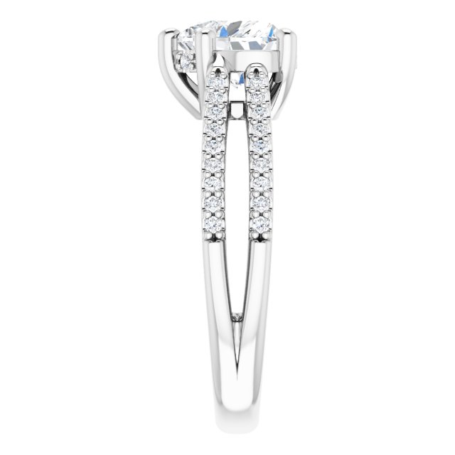 Anillo de compromiso con Diamante de Laboratorio Corazón 1 CT. de Doble Fila en Oro Blanco 14K IGI