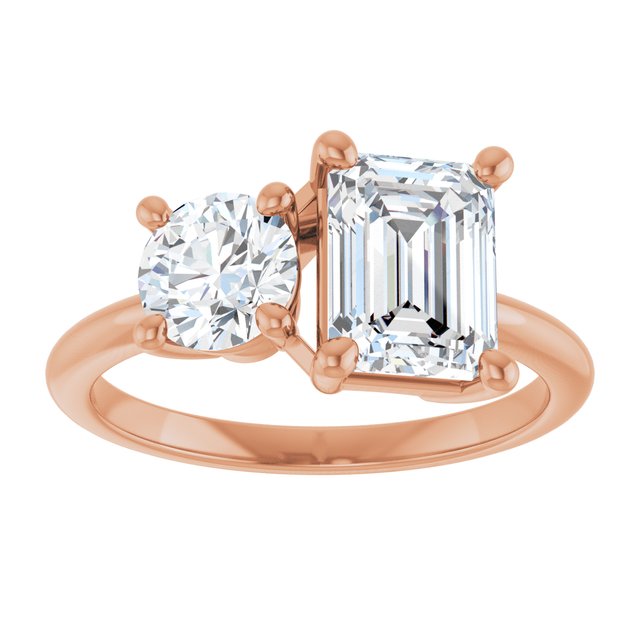 Anillo de Compromiso Esmeralda & Redondo Lab. 2.50 CT. Oro Rosa 14K