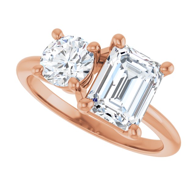 Anillo de Compromiso Esmeralda & Redondo Lab. 2.50 CT. Oro Rosa 14K