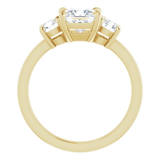 Anillo de compromiso con Diamante de Laboratorio Princesa 1 CT. con Piedras Laterales en Oro Amarillo 14K IGI