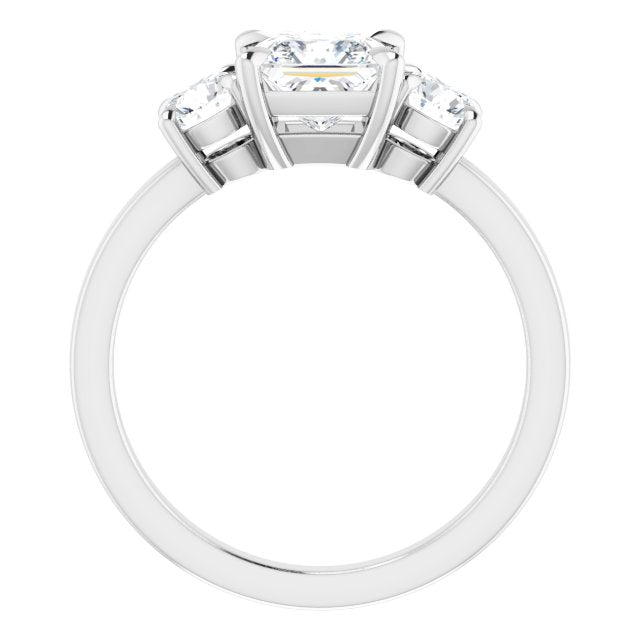 Anillo de compromiso con Diamante de Laboratorio Princesa 1 CT. con Piedras Laterales en Oro Blanco 14K IGI