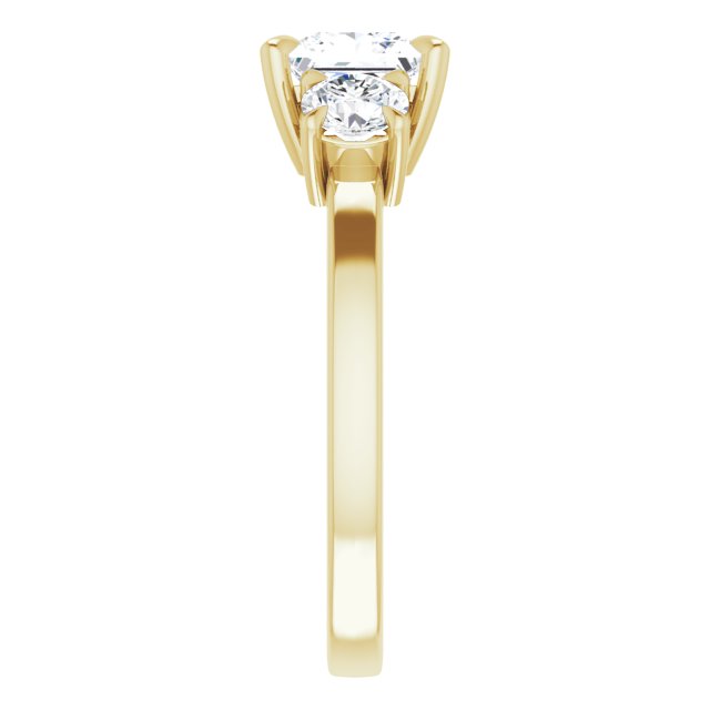 1 CT Princess Lab Diamond Engagement Ring with Side Stones in 14K Yellow Gold IGI
