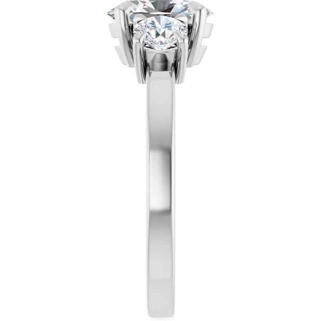 1 CT Oval Lab Diamond Engagement Ring with Side Stones in 14K White Gold IGI