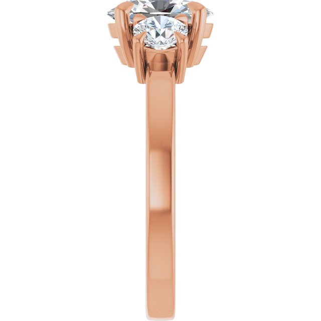 1 CT Oval Lab Diamond Engagement Ring with Side Stones in 14K Rose Gold IGI