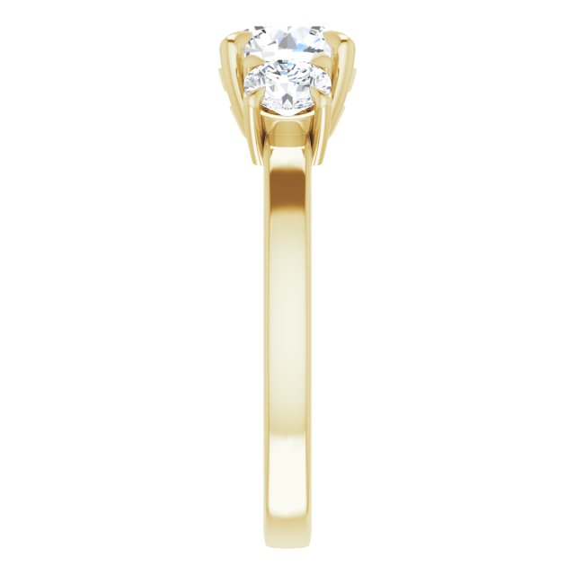 Anillo de compromiso con Diamante de Laboratorio Redonda 1 CT. con Piedras Laterales en Oro Amarillo 14K IGI