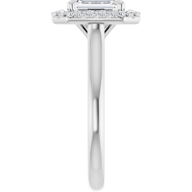 Anillo de compromiso con Diamante de Laboratorio Esmeralda 1 CT. estilo Halo, Oro Blanco 14K IGI