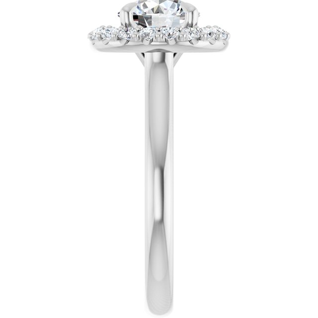 1 CT Round Lab Diamond Halo Engagement Ring, 14K White Gold IGI