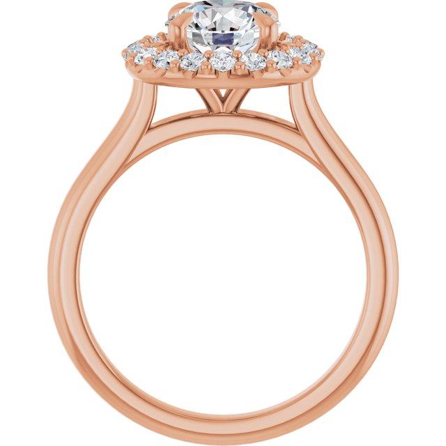 Anillo de compromiso con Diamante de Laboratorio Redondo 1 CT. estilo Halo, Oro Rosa 14K IGI