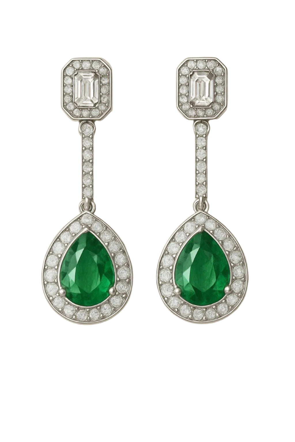 Aretes en oro de 14k con esmeralda y diamantes