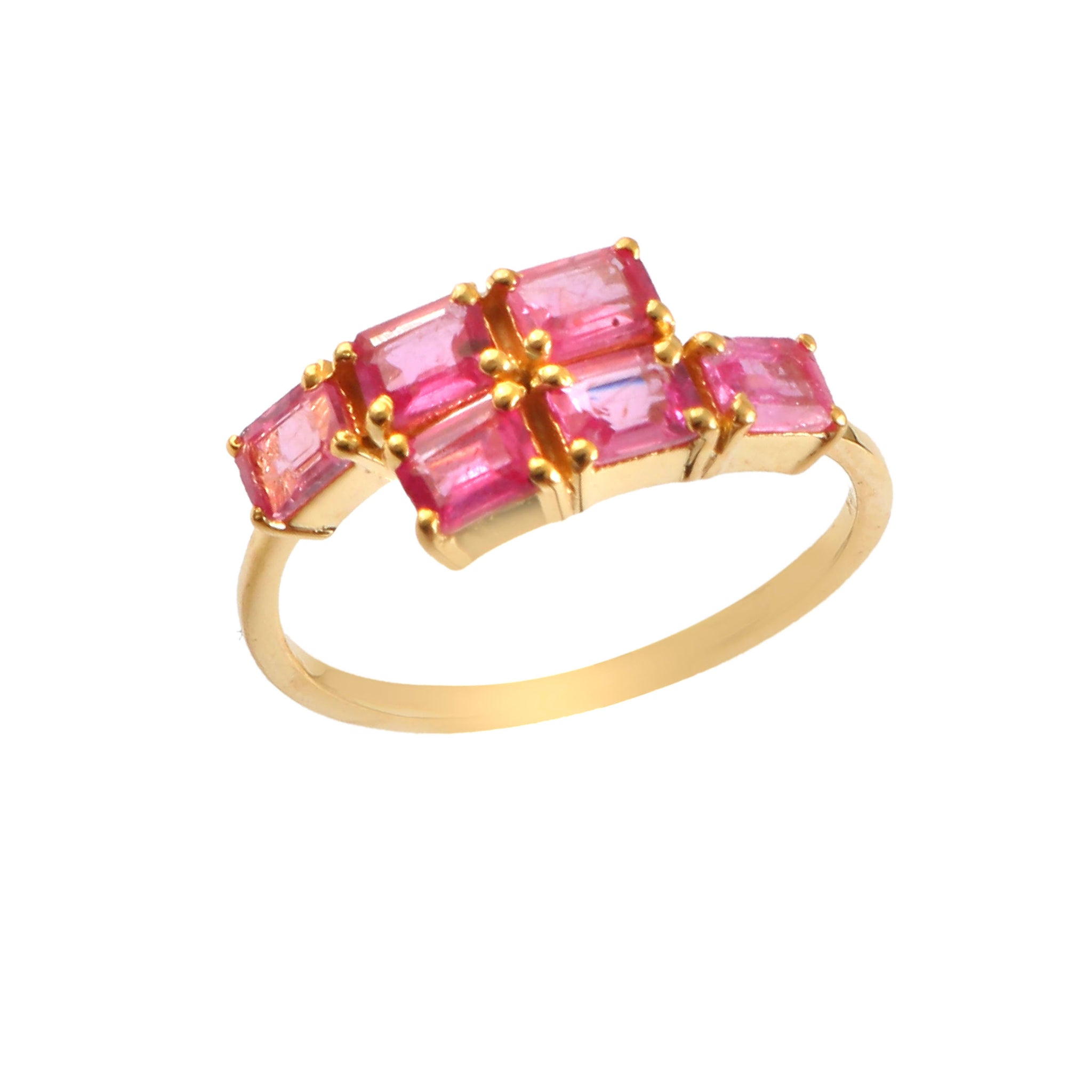 Anillo De Garra En Oro Amarillo De 14K Con Zafiro Rosa 1.5 Ct