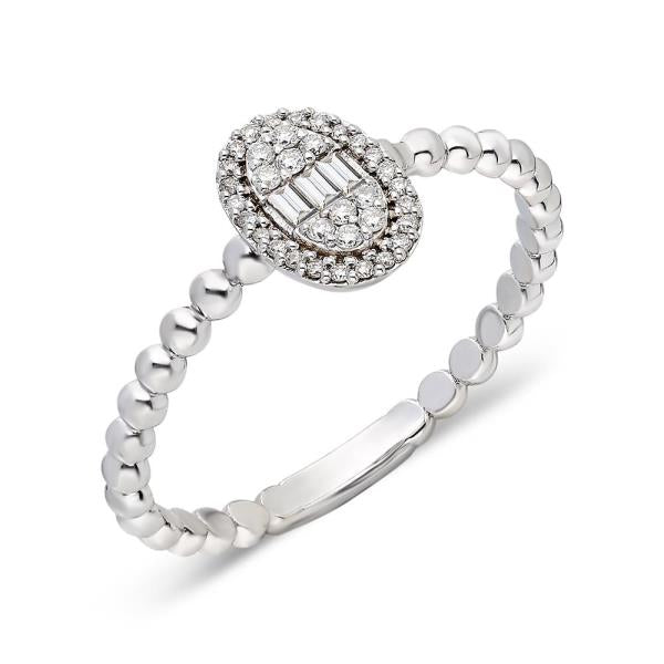 Anillo En Oro Blanco De 14K Con Diamante 0.13 Ct
