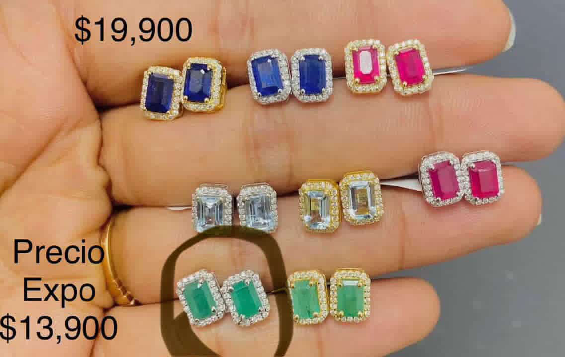 Aretes diamante con esmeralda (oro blanco)
