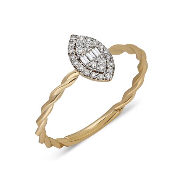 Anillo En Oro Amarillo De 14K Con Diamante 0.11 Ct