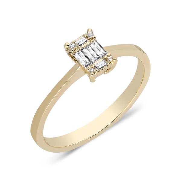 Anillo En Oro Amarillo De 14K Con Diamante