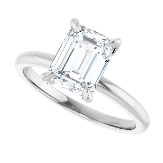 1.01 Carat Emerald Shape Lab Diamond Engagement Ring in 14K White Gold