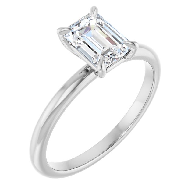 1.01 Carat Emerald Shape Lab Diamond Engagement Ring in 14K White Gold IGI Certified