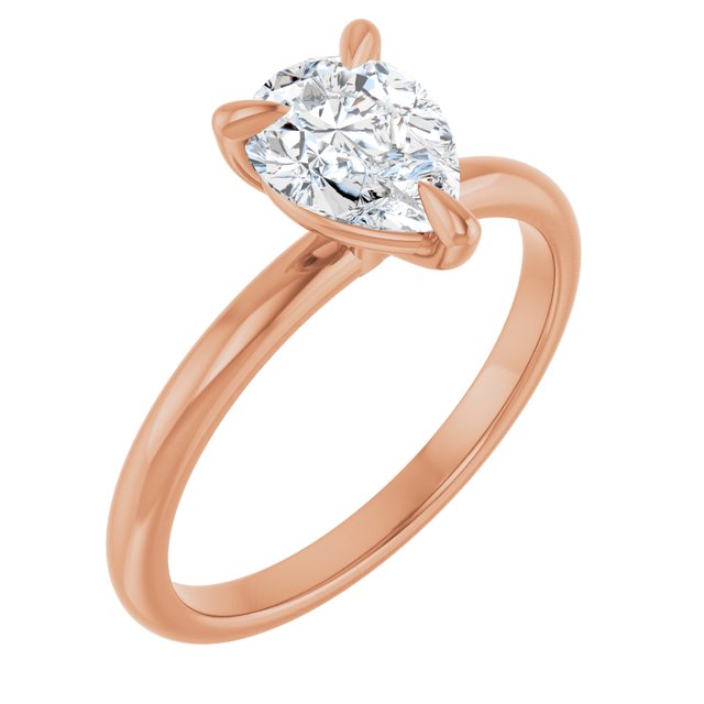 Anillo de Compromiso con Diamante de Laboratorio en Forma de Pera de 1 Quilate en Oro Rosa de 14K Certificado IGI