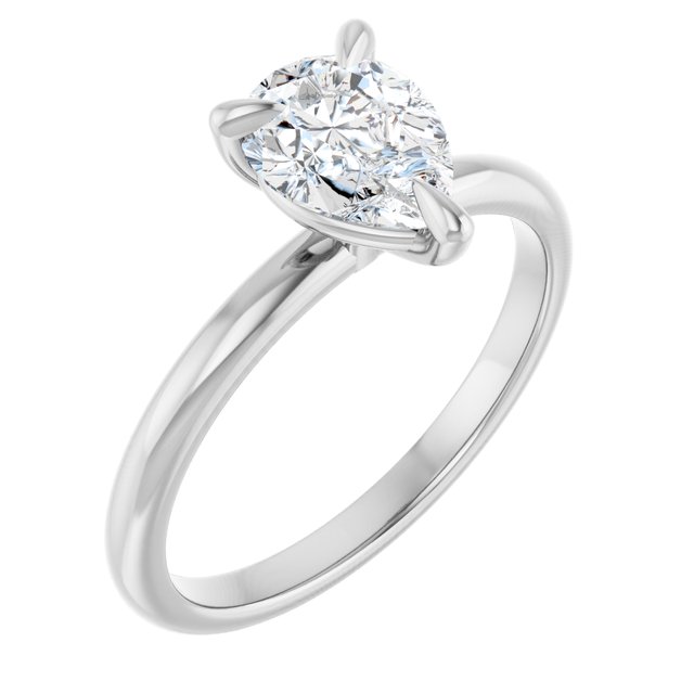 Anillo de Compromiso con Diamante de Laboratorio en Forma de Pera de 0.8 Quilate en Oro Blanco de 14K Certificado IGI