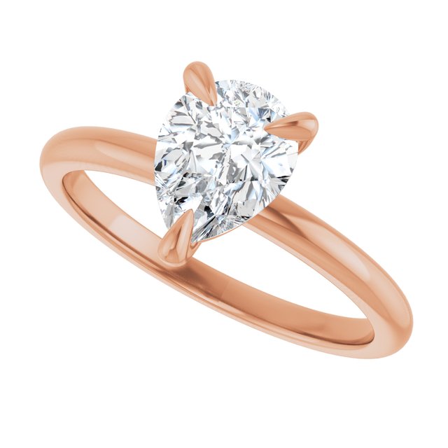 Anillo de Compromiso con Diamante de Laboratorio en Forma de Pera de 1 Quilate en Oro Rosa de 14K Certificado IGI