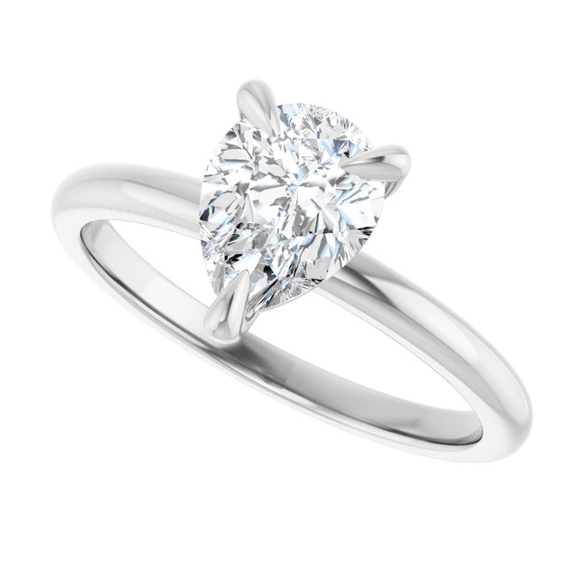 Anillo de Compromiso con Diamante de Laboratorio en Forma de Pera de 0.8 Quilate en Oro Blanco de 14K Certificado IGI