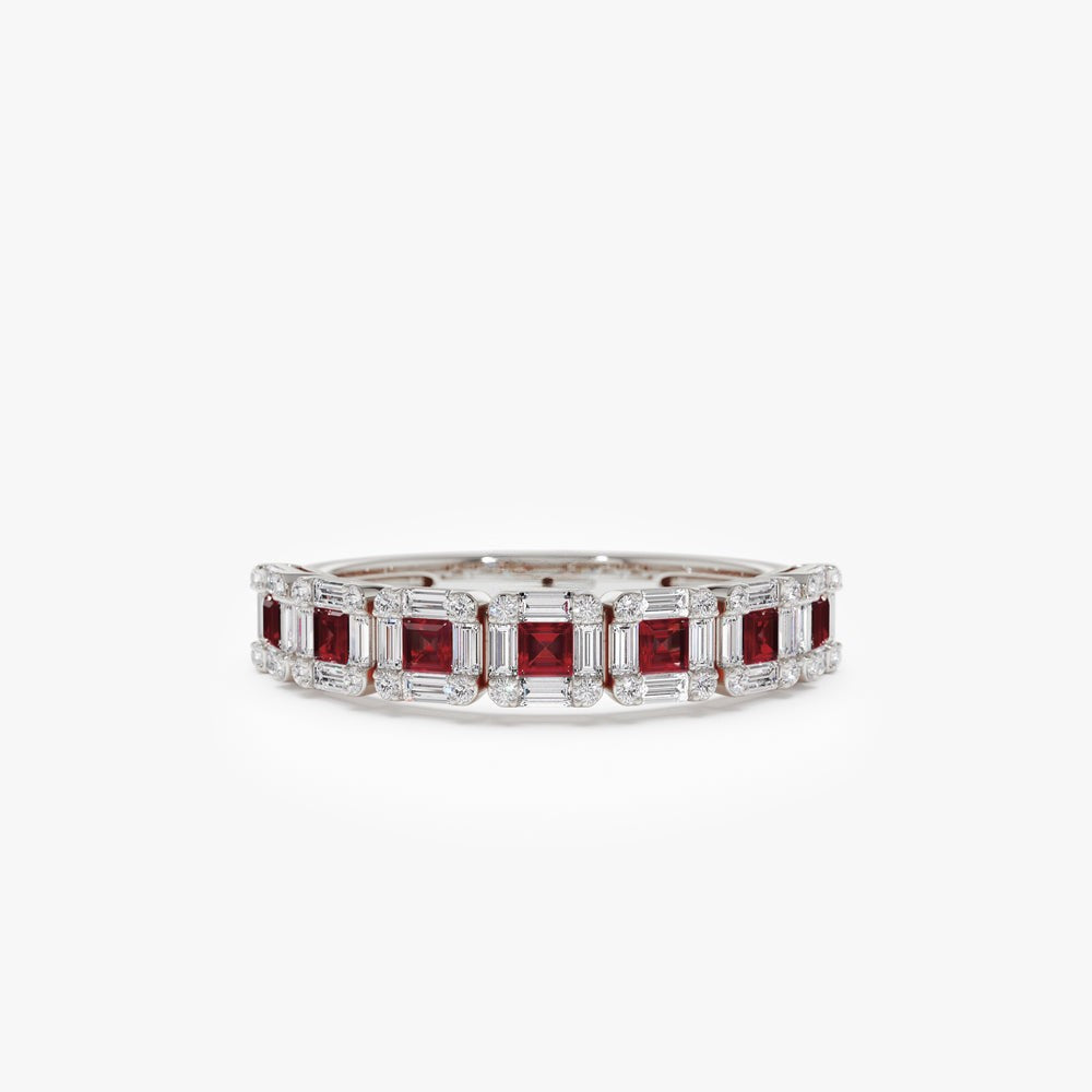 Anillo De Rubies Con Diamante En Oro Amarillo De 14K 0.8Ct