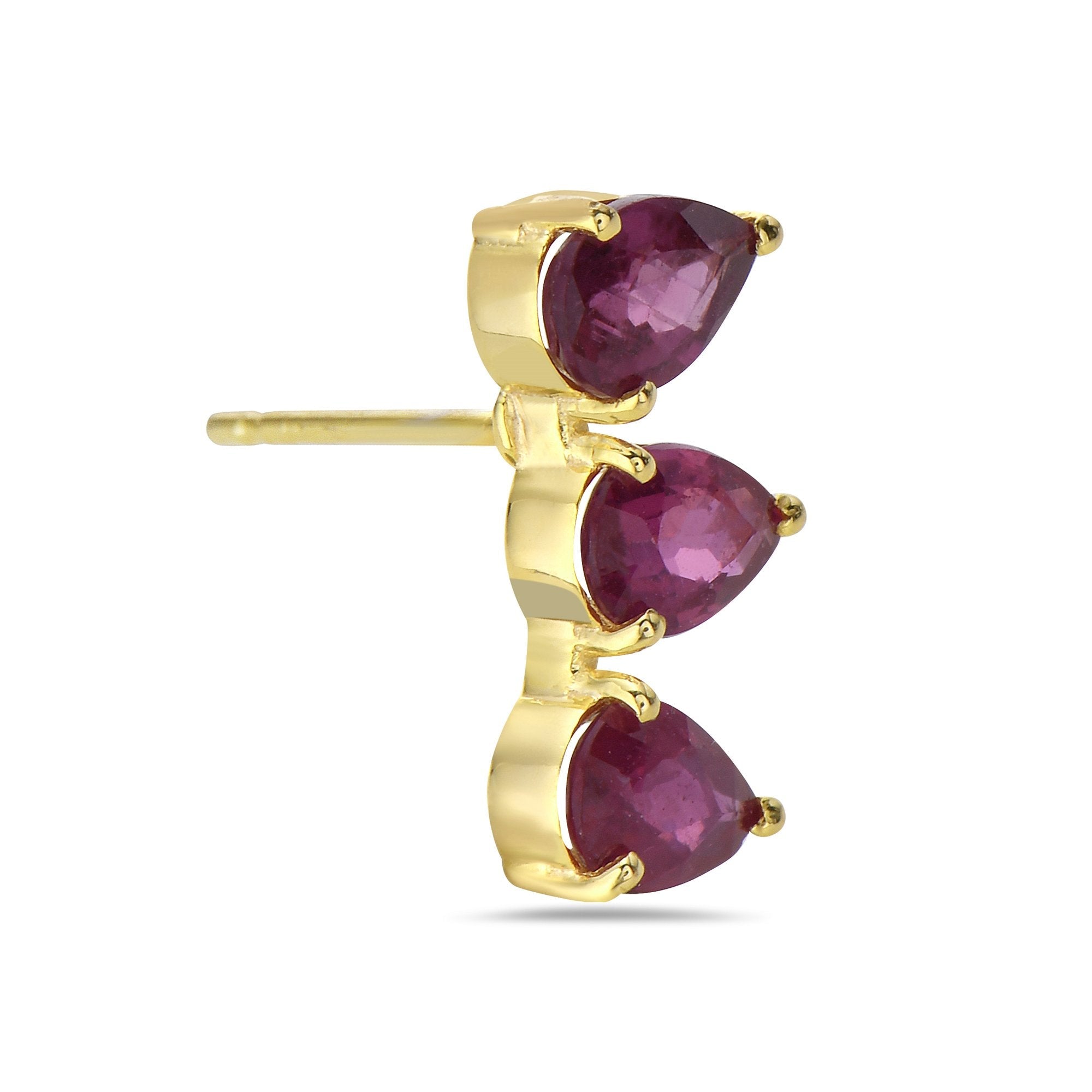 Aretes En Oro Amarillo De 14K Con Rubí 3.4 Ct