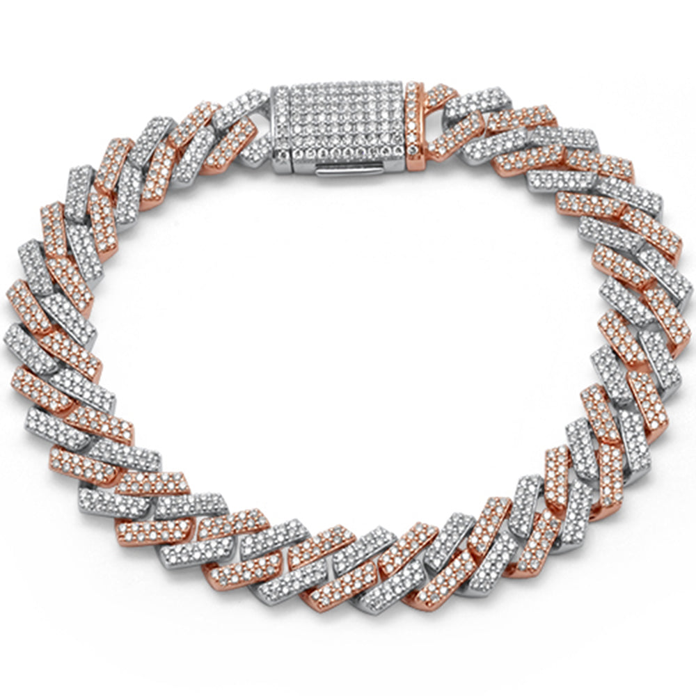 Pulsera Cubana De Diamante En Oro Rosa De 14K 3.24Ct