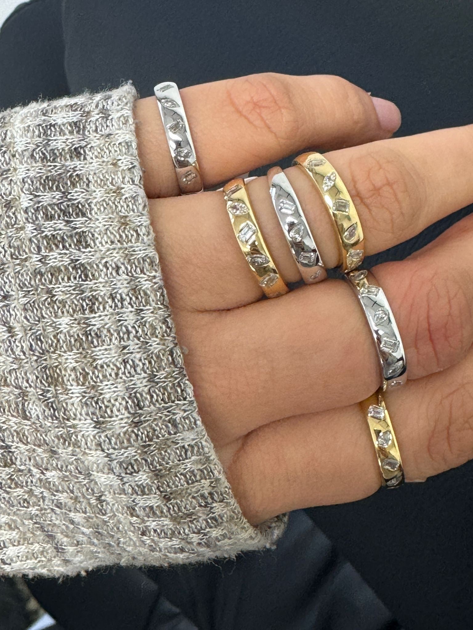 Anillo multi shape diamante oro 14k