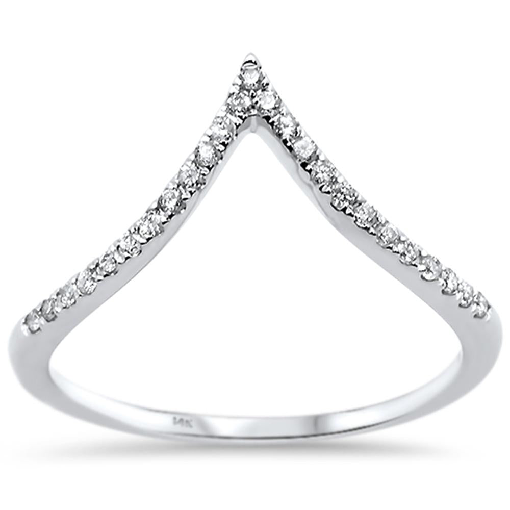 Anillo Chevron De Diamante En Oro Blanco De 14K .13Ct