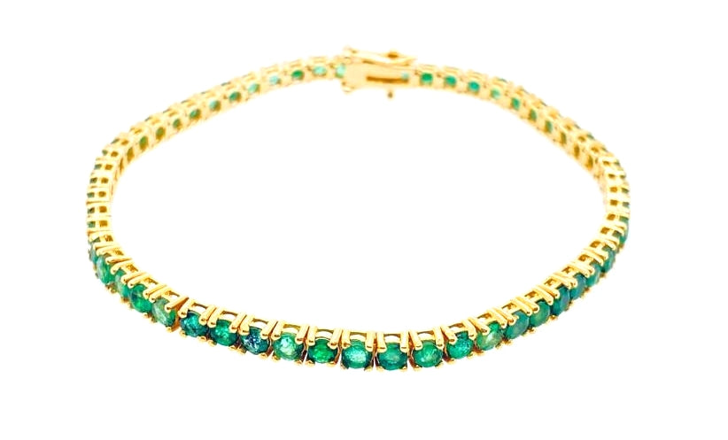Pulsera En Oro Amarillo De 14K Con Esmeralda 5.3 Ct