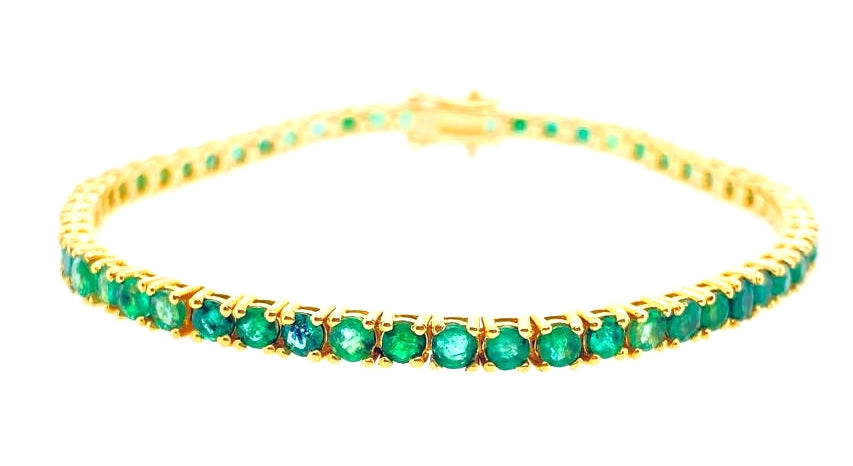 Pulsera En Oro Amarillo De 14K Con Esmeralda 5.3 Ct