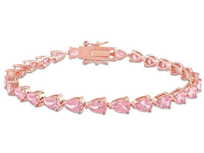 Pulsera En Oro Rosa De 14K Con Zafiro Rosa 6.3 Ct