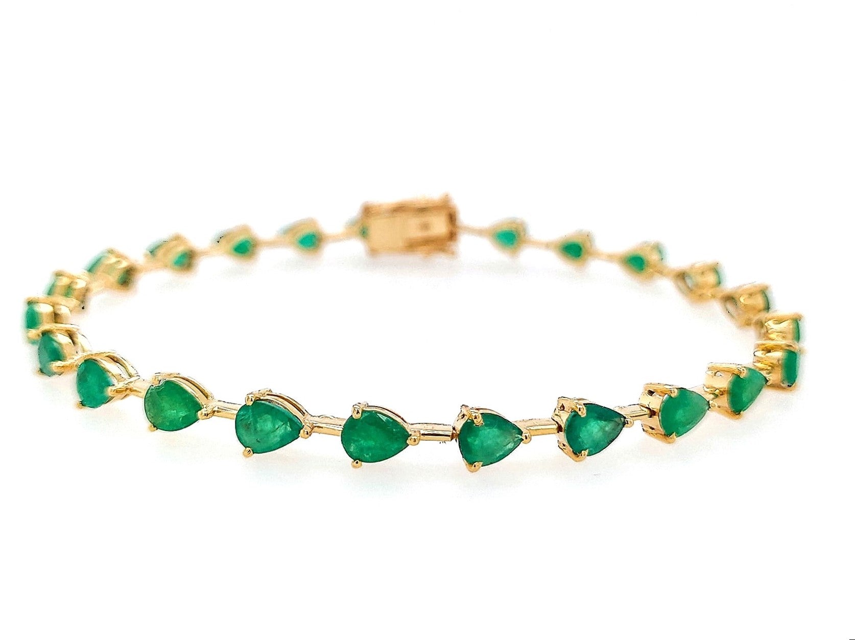 Pulsera En Oro Amarillo De 14K Con Esmeralda 6.2 Ct
