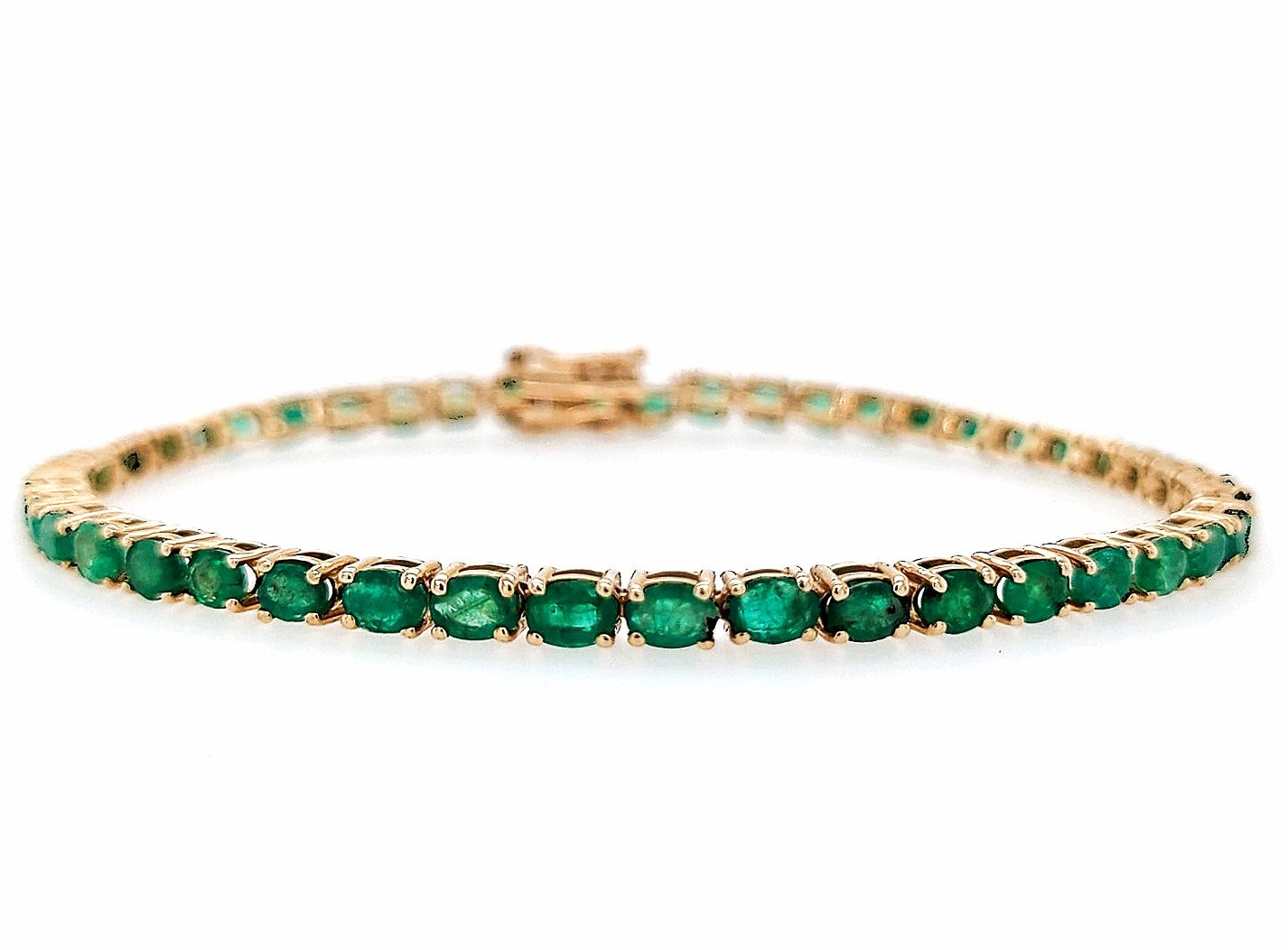Pulsera En Oro Amarillo De 14K Con Esmeralda 5.5 Ct-19 cm