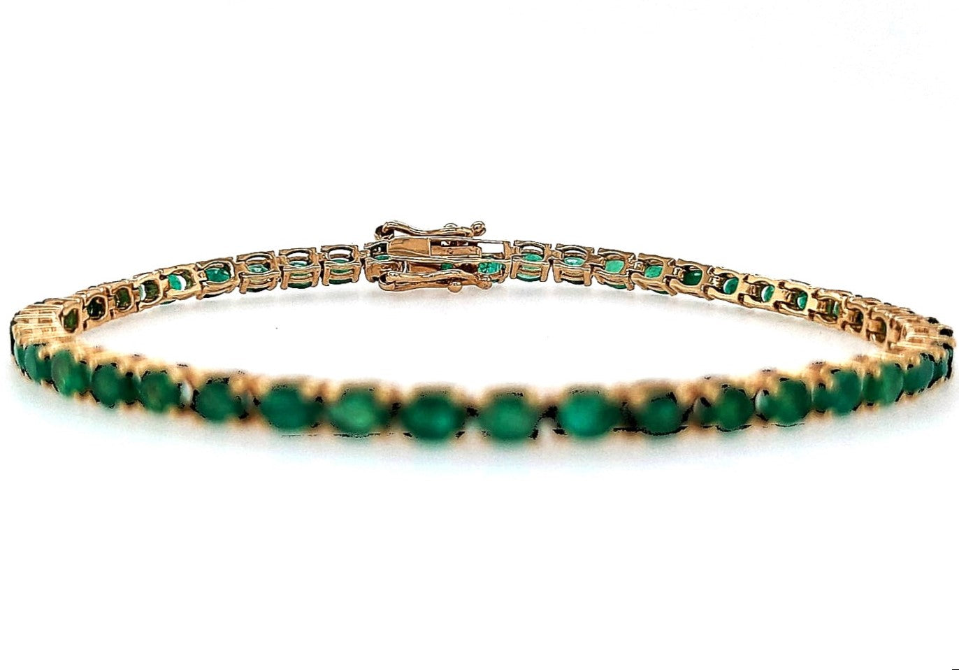 Pulsera En Oro Amarillo De 14K Con Esmeralda 5.5 Ct-19 cm