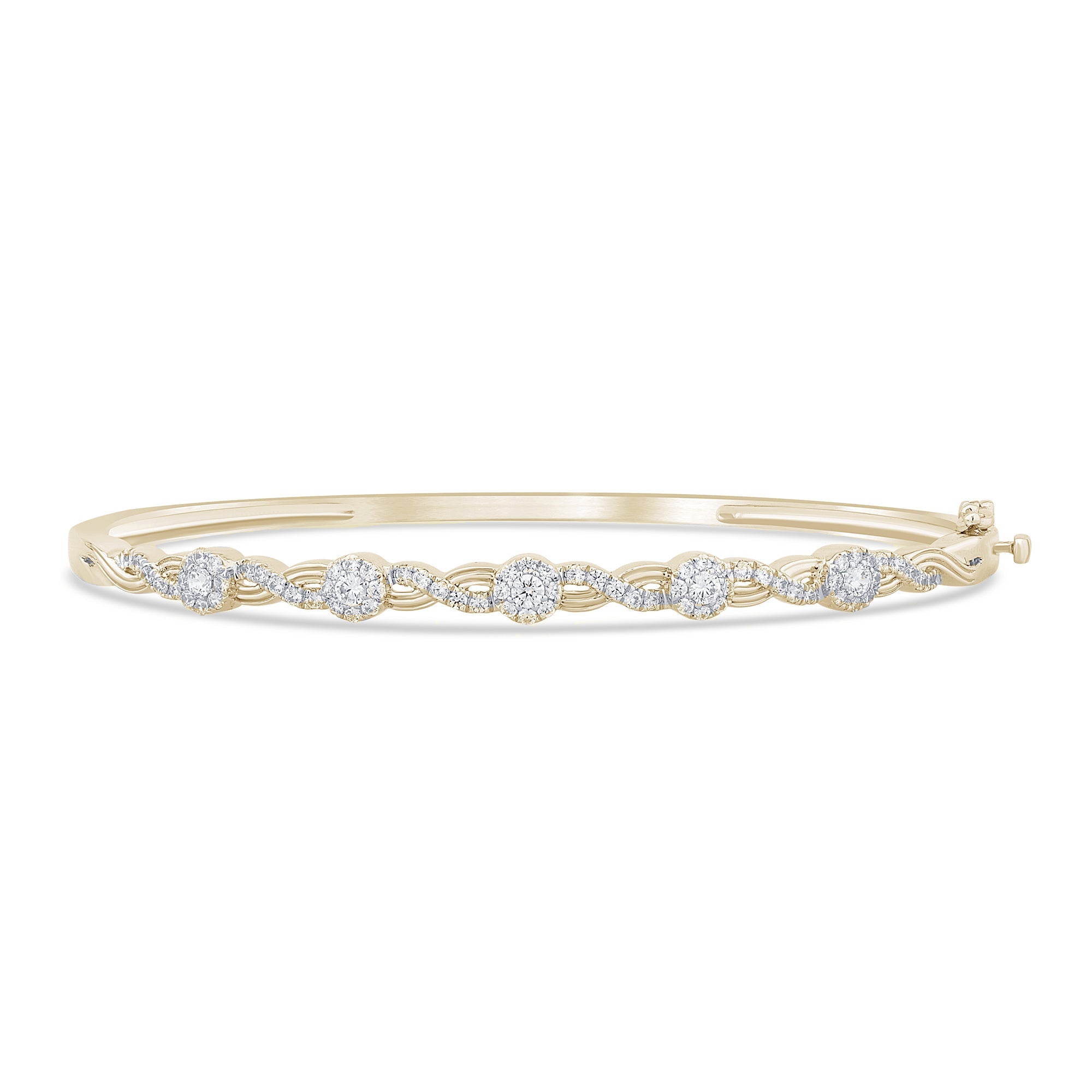 Pulsera Bangle Infinito De Diamante En Oro Amarillo De 14K .66Ct