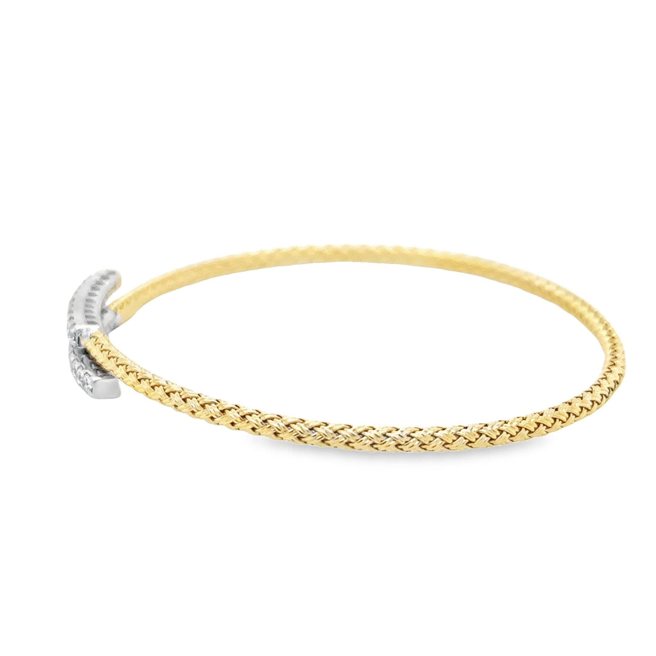 Brazalete Flexible De Diamantes En Oro Amarillo Italiano De 14K, 0,66 Tcw