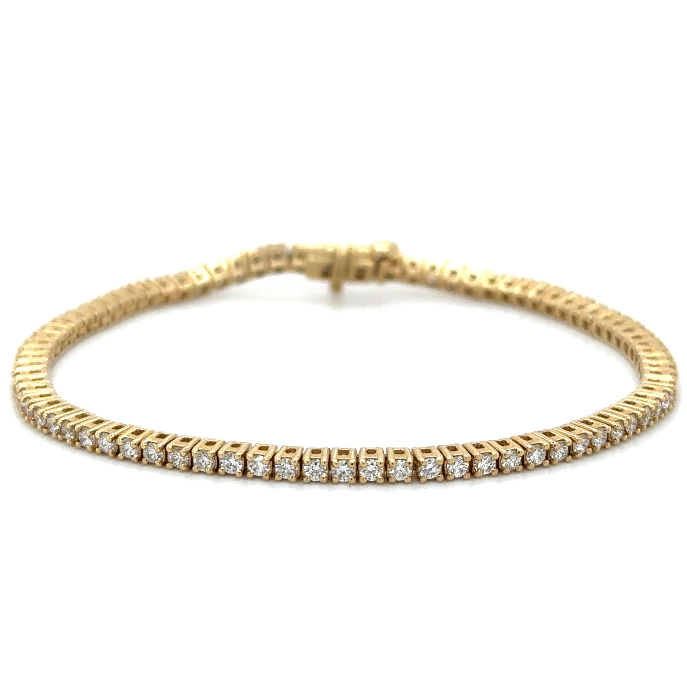 Pulsera Tennis de Diamante 2 CT. en Oro Amarillo de 14K